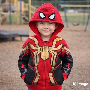 Disney Iron Spider-Man Zip Hoodie Kids 5/6 Red-Black Marvel Jacket Superhero